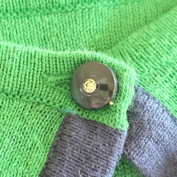 Quacker Factory Women L Sweater Green Blue Polka-Dot Cardigan With Attached Top - Picture 3 of 13